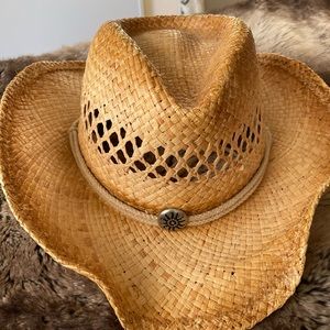 Raffia Straw Sun Pendant Cowboy Hat